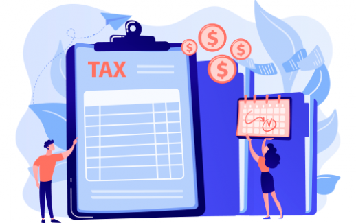 businessman-and-accountant-filling-financial-document-form-on-clipboard-and-payment-date-tax-form-income-tax-return-company-tax-payment-concept-illustration